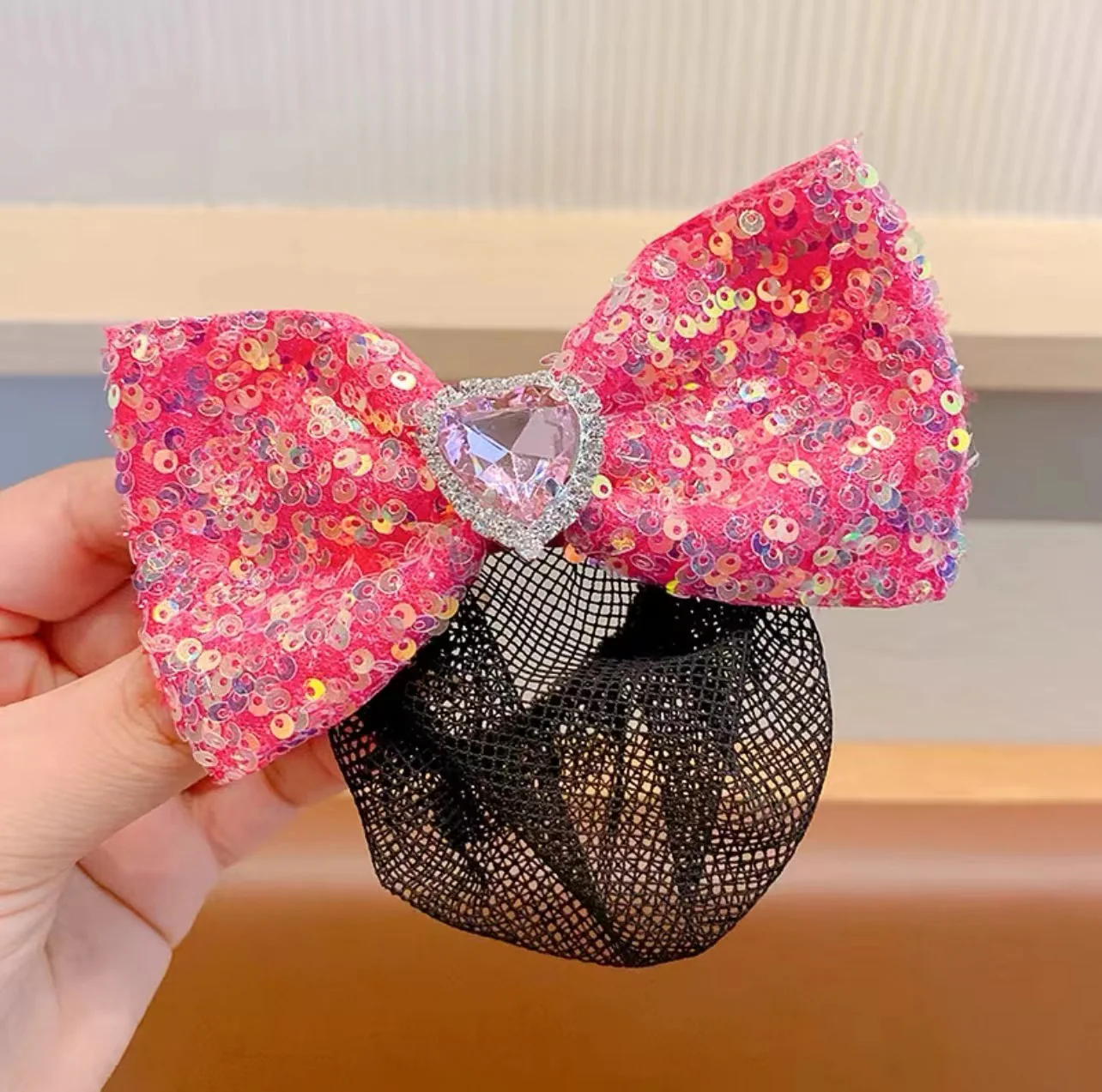 2Pcs Bow Multicolored sequin net Girl's hair croquette hairpin - Image 6